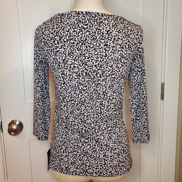 NWT Liz Claiborne SZ PS GRAND SPORTIF Women's Stretch Top Black White - Picture 5 of 9